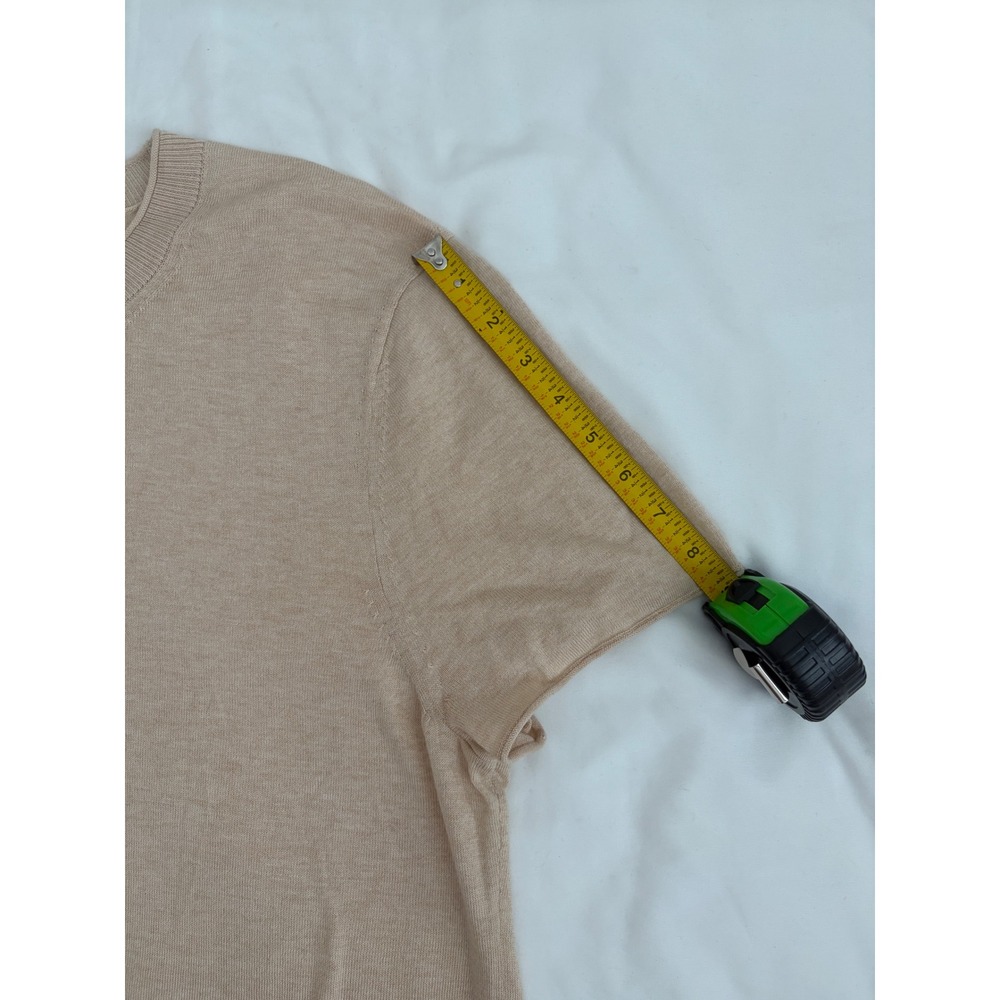 Quince Organic Cotton Cashmere Short Sleeve Sweater Tee Oatmeal Beige XL NWT - Picture 10 of 11